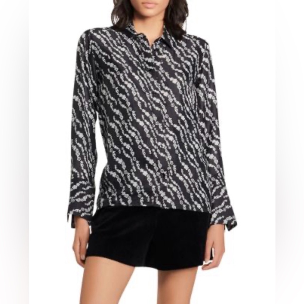 Sandro "Love   Wave" Printed Flowing Shirt